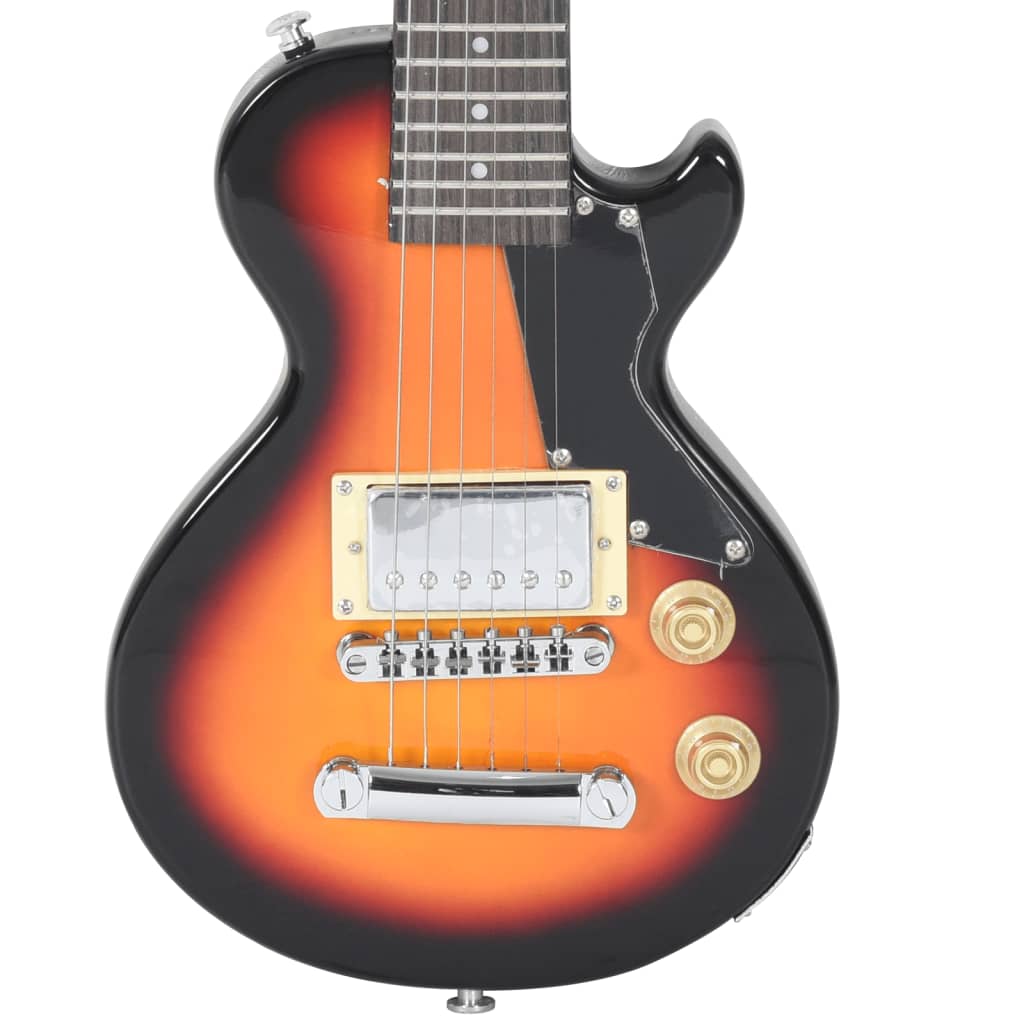 Electric Guitar for Kids with Bag Brown and Black 3/4 30" displayed with the convenient Oxford fabric guitar bag for easy transport.