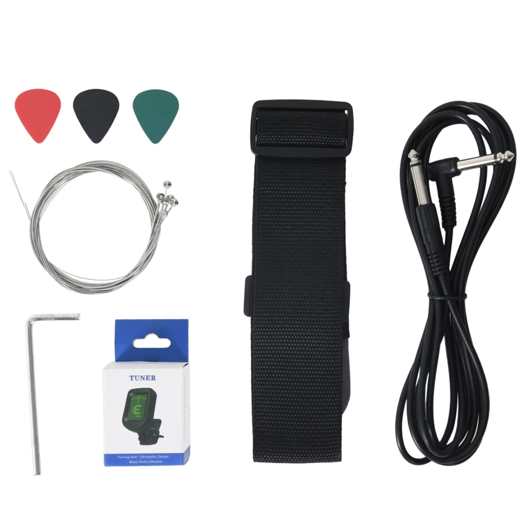 Electric Guitar for Kids with Bag Brown and Black 3/4 30", showcasing the lightweight design and solid birch wood material.