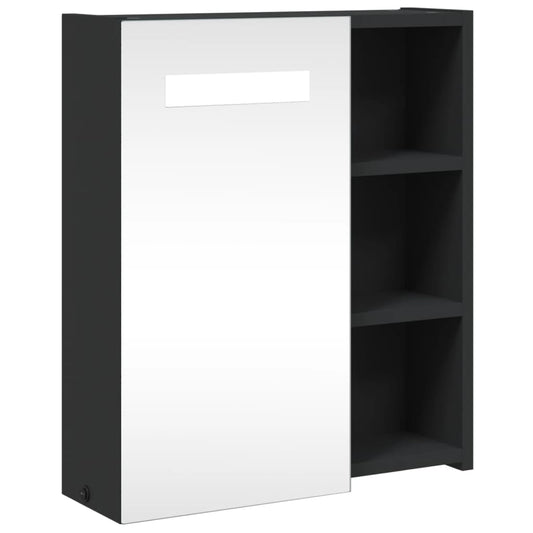 Bathroom Mirror Cabinet with LED Light Black 45x13x52 cm
