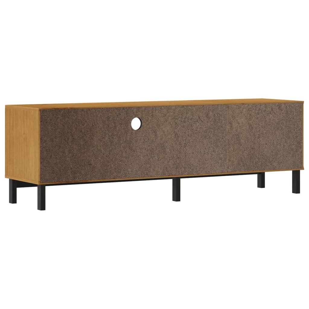 TV Cabinet with Glass Door "FLAM" 158x40x50 cm Solid Wood Pine