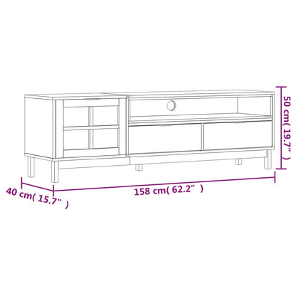 TV Cabinet with Glass Door "FLAM" 158x40x50 cm Solid Wood Pine
