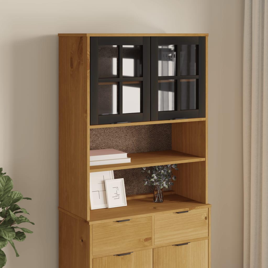 Top for Highboard with Glass Doors "FLAM" Solid Wood Pine