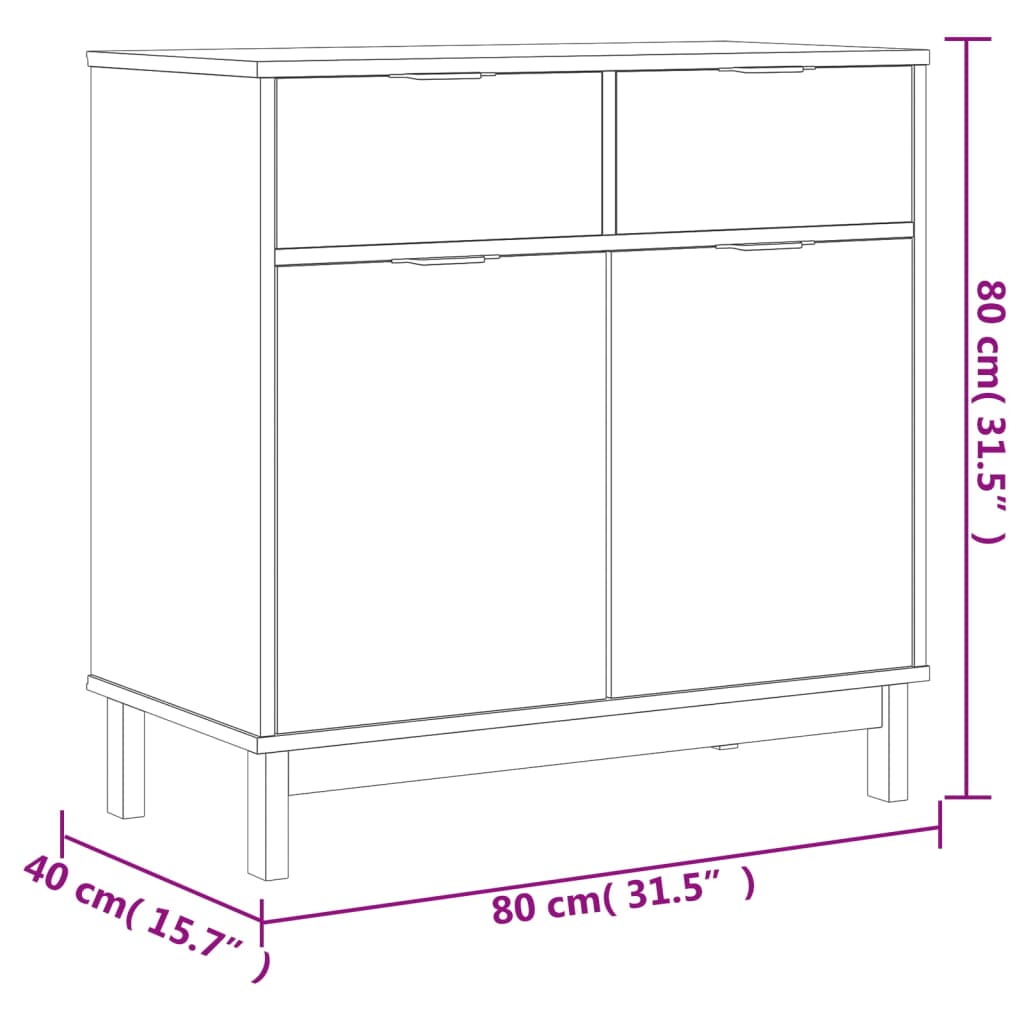Sideboard "FLAM" 80x40x80 cm Solid Wood Pine