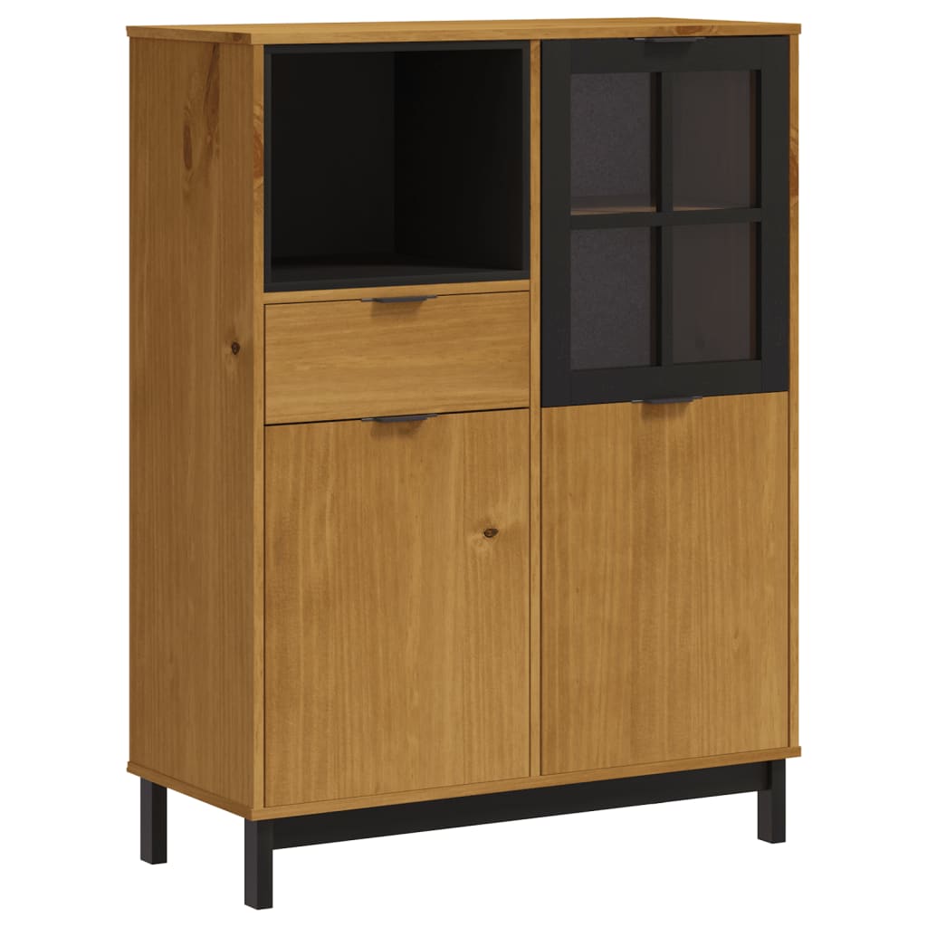 Highboard with Glass Door "FLAM" 92x40x122,5 cm Solid Wood Pine