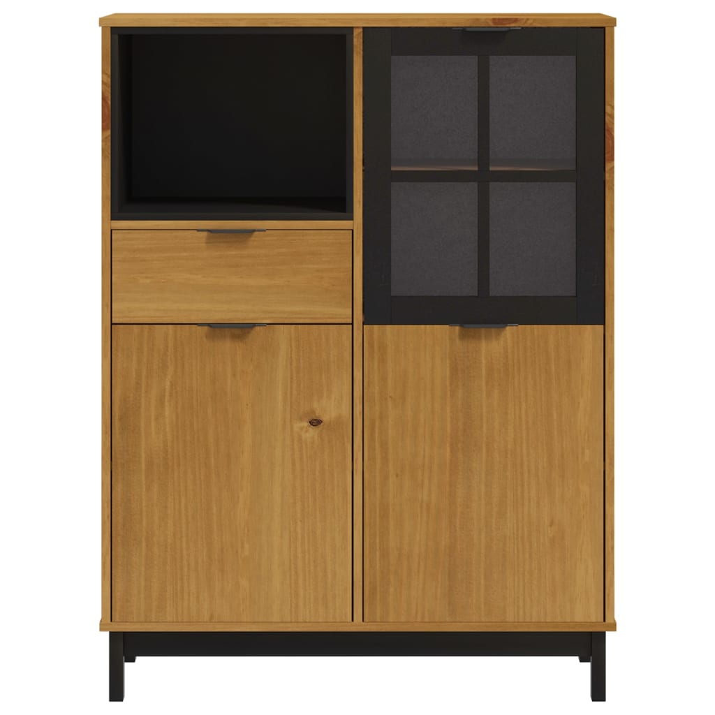 Highboard with Glass Door "FLAM" 92x40x122,5 cm Solid Wood Pine