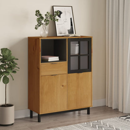 Highboard with Glass Door "FLAM" 92x40x122,5 cm Solid Wood Pine