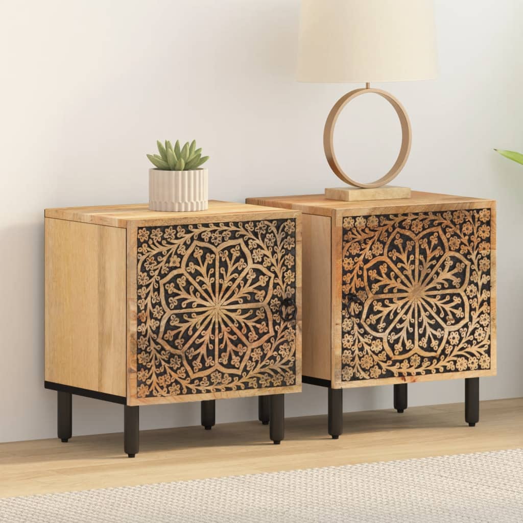 Bedside Cabinets 2 pcs 40x33x46 cm Solid Wood Mango