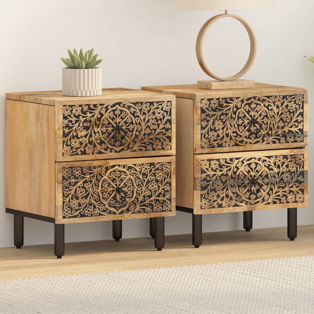 Bedside Cabinets 2 pcs 40x33x46 cm Solid Wood Mango