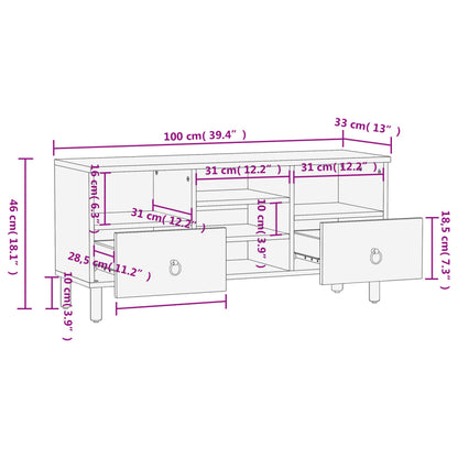 TV Cabinet 100x33x46 cm Solid Wood Mango