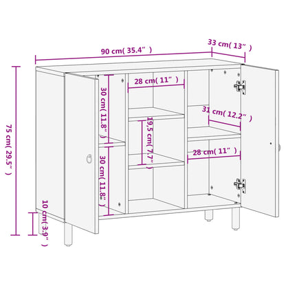 Side Cabinet 90x33x75 cm Solid Wood Mango