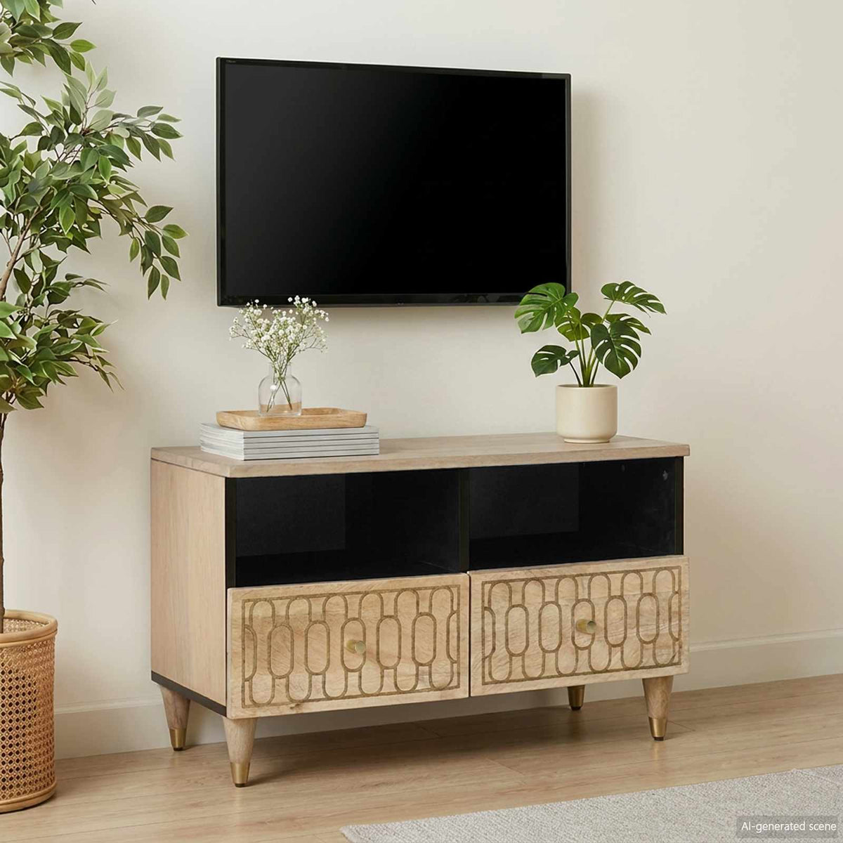 TV Cabinet 70x33x46 cm Solid Wood Mango