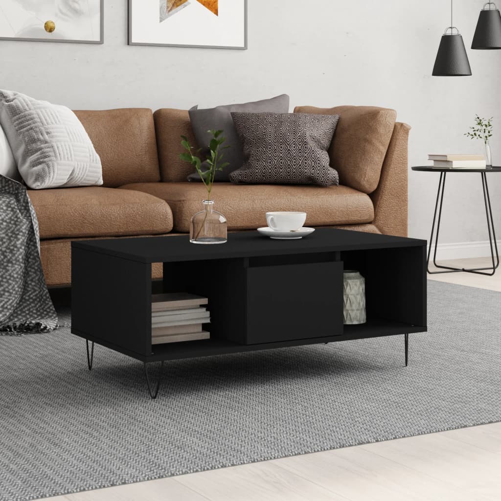 Coffee Table Black 90x50x36.5 cm Engineered Wood