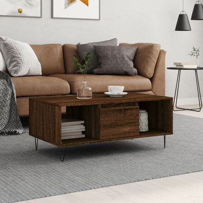 Coffee Table Brown Oak 90x50x36.5 cm Engineered Wood