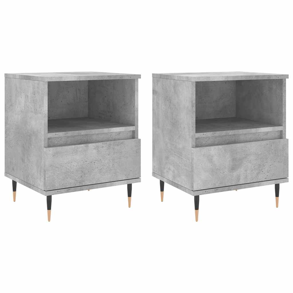 Bedside Cabinets 2 pcs Concrete Grey 40x35x50 cm Engineered Wood