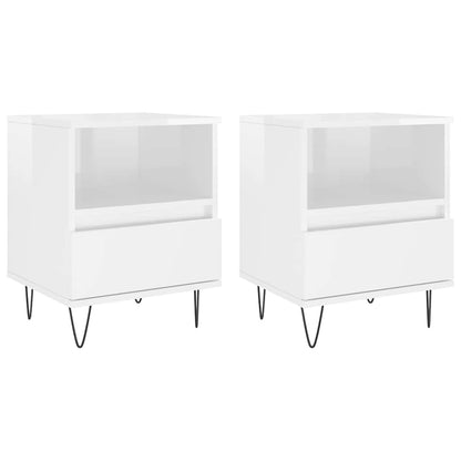 Bedside Cabinets 2 pcs High Gloss White 40x35x50 cm Engineered Wood