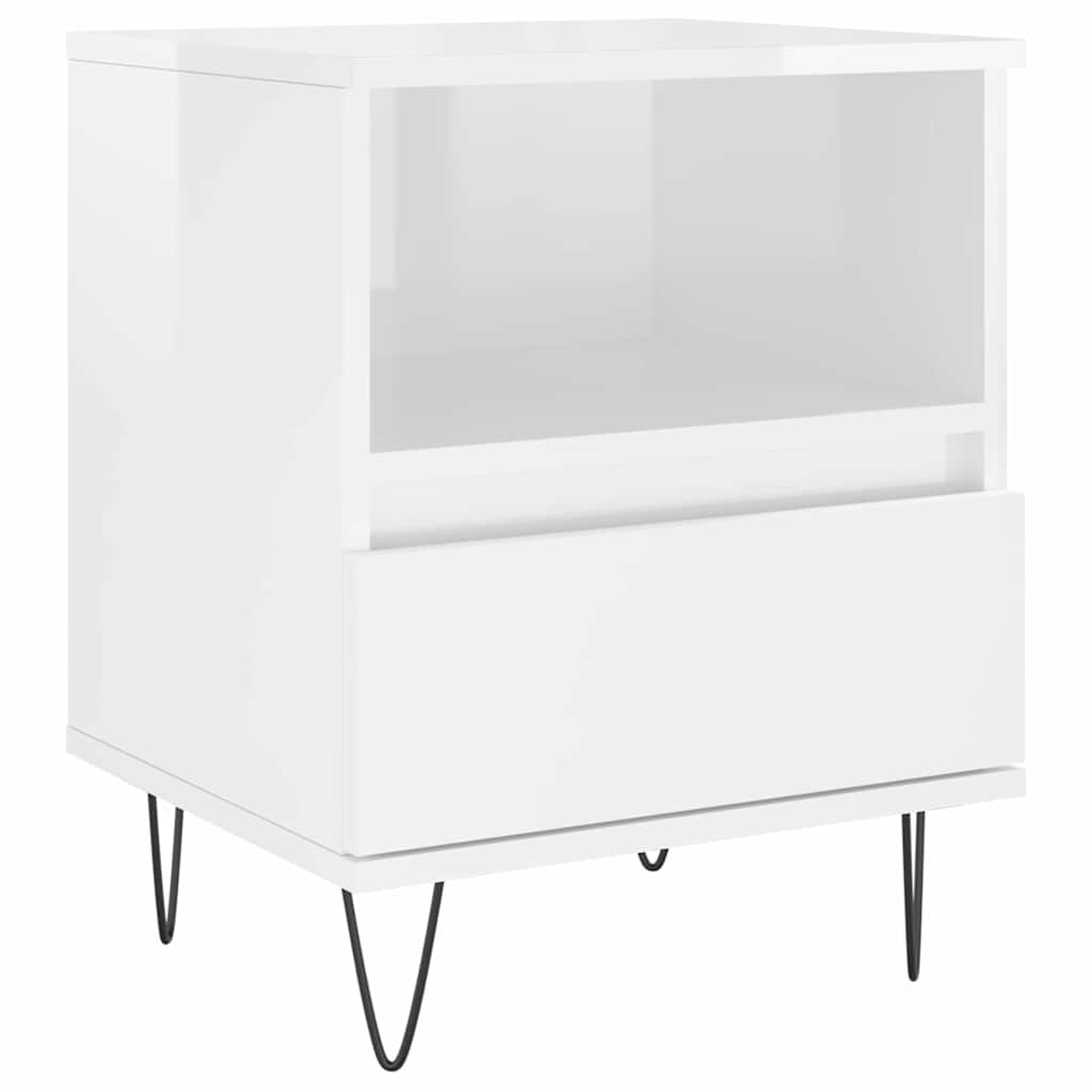 Bedside Cabinets 2 pcs High Gloss White 40x35x50 cm Engineered Wood