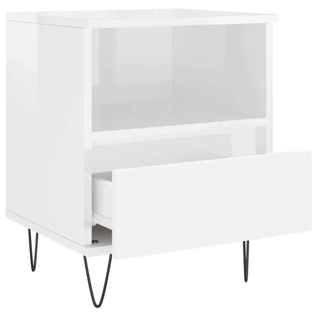 Bedside Cabinets 2 pcs High Gloss White 40x35x50 cm Engineered Wood