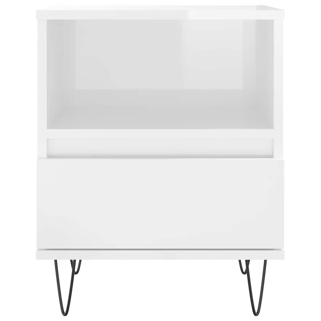 Bedside Cabinets 2 pcs High Gloss White 40x35x50 cm Engineered Wood