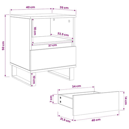 Bedside Cabinet Concrete Grey 40x35x50 cm Engineered Wood