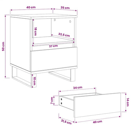 Bedside Cabinets 2 pcs Smoked Oak 40x35x50 cm Engineered Wood