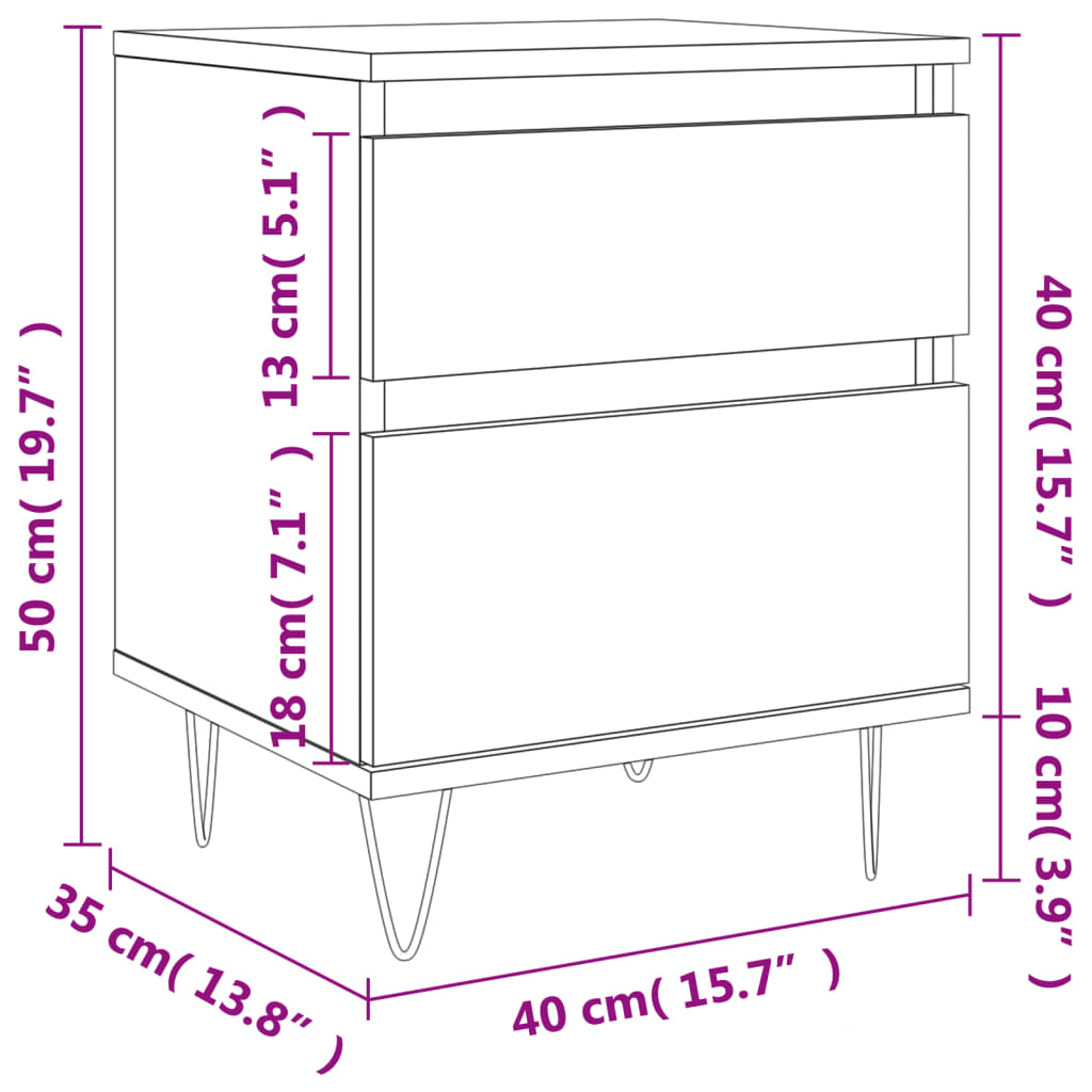 Bedside Cabinet Sonoma Oak 40x35x50 cm Engineered Wood