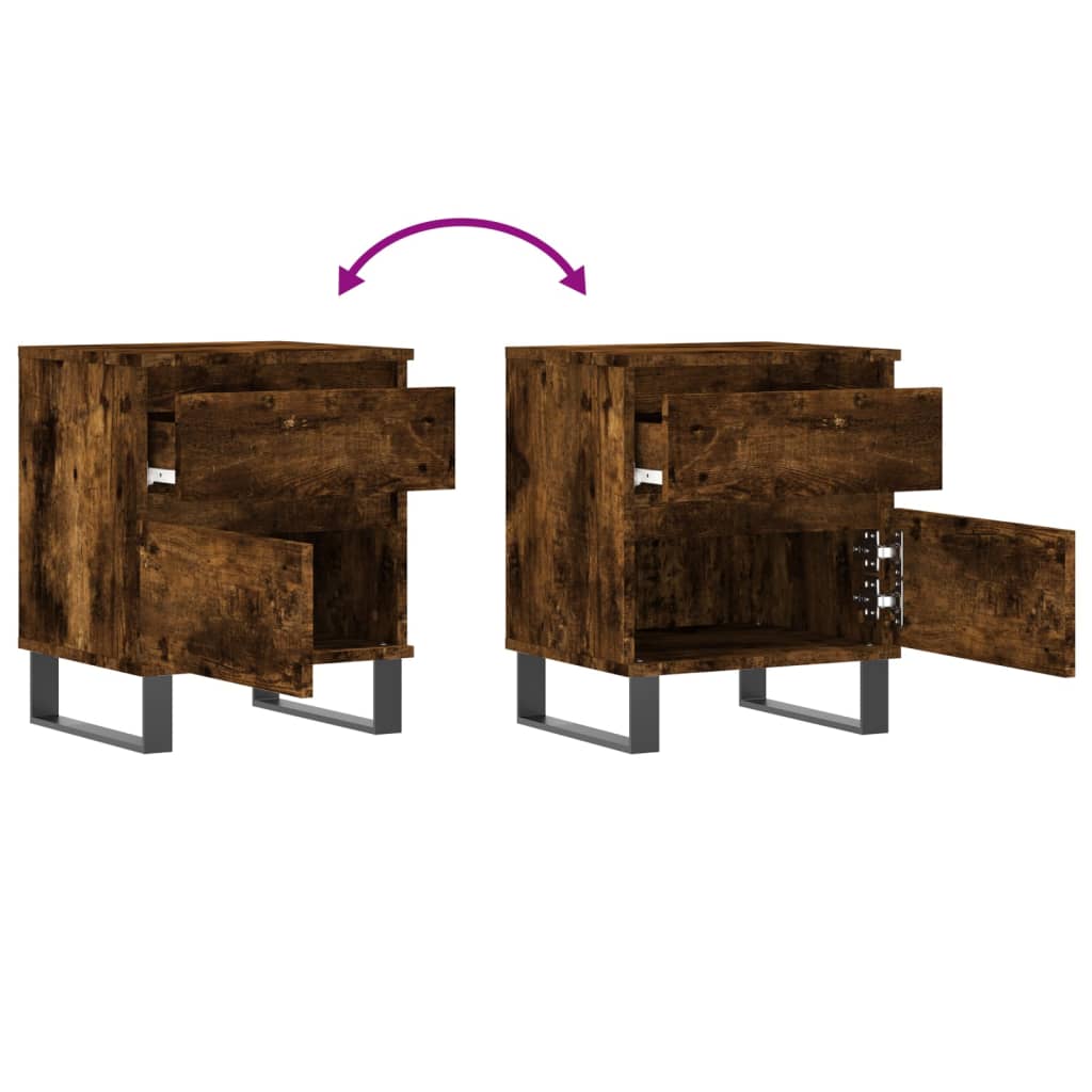 Bedside Cabinets 2 pcs Smoked Oak 40x35x50 cm Engineered Wood