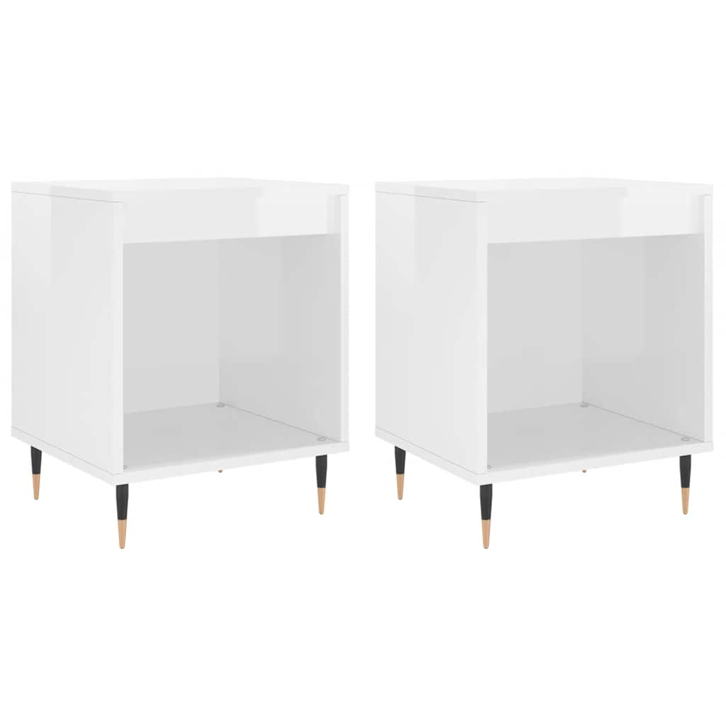 Bedside Cabinets 2 pcs High Gloss White 40x35x50 cm Engineered Wood