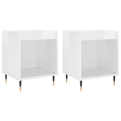 Bedside Cabinets 2 pcs High Gloss White 40x35x50 cm Engineered Wood