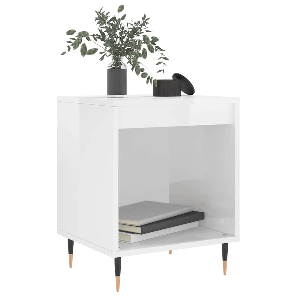Bedside Cabinets 2 pcs High Gloss White 40x35x50 cm Engineered Wood
