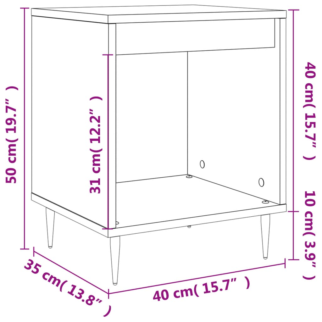 Bedside Cabinet | Concrete Grey | Engineered wood, Metal | Medium