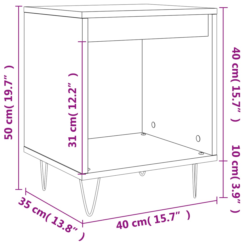 Bedside Cabinets 2 pcs Black 40x35x50 cm Engineered Wood