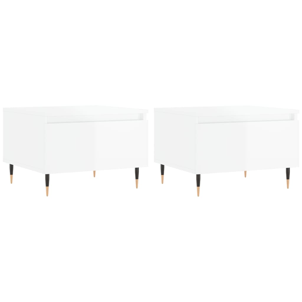 Coffee Tables 2 pcs High Gloss White 50x46x35cm Engineered Wood