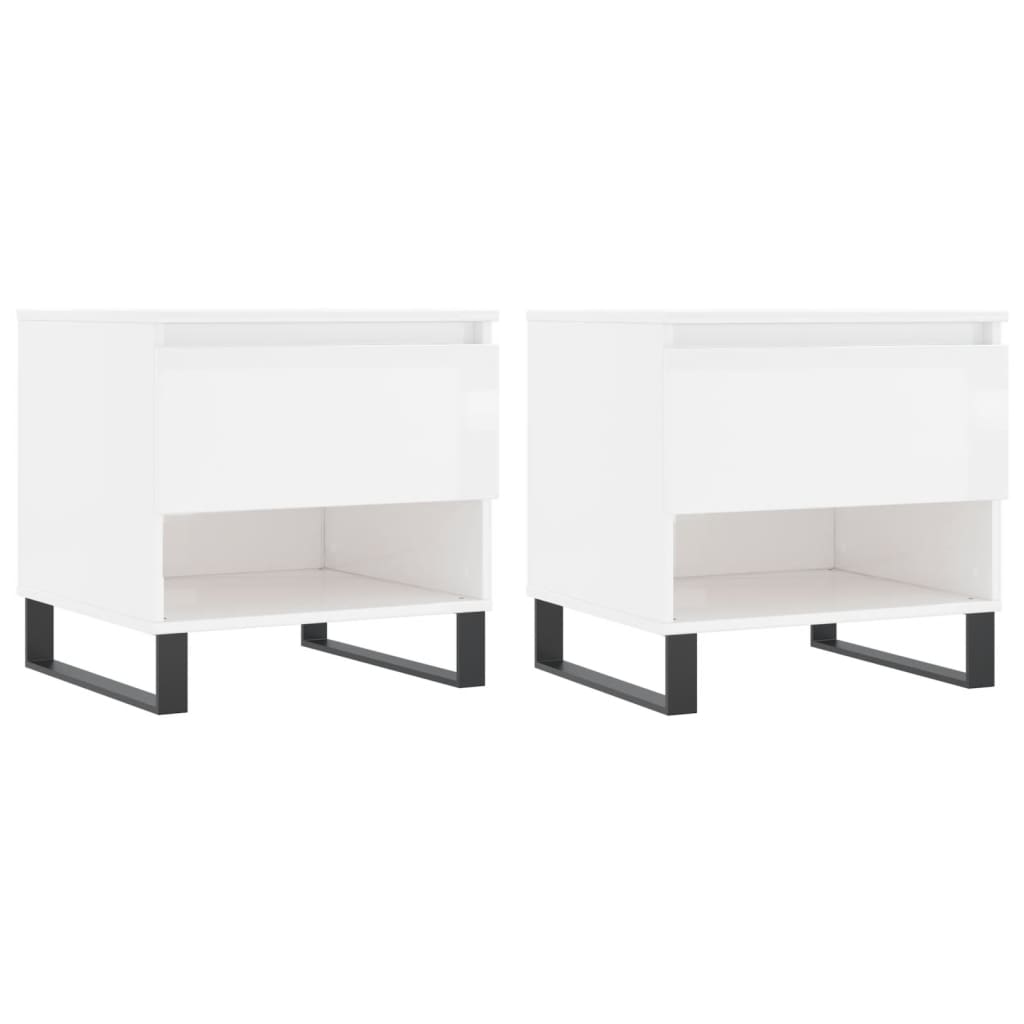 Coffee Tables 2 pcs High Gloss White 50x46x50cm Engineered Wood