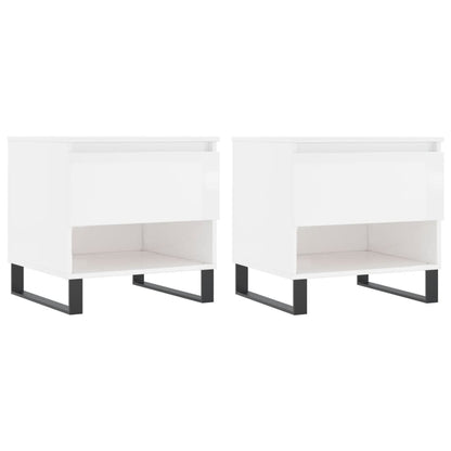 Coffee Tables 2 pcs High Gloss White 50x46x50cm Engineered Wood