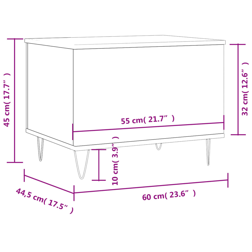 Coffee Table Concrete Grey 60x44.5x45 cm Engineered Wood