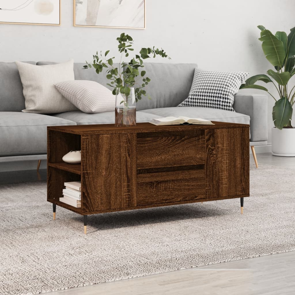 Coffee Table Brown Oak 102x44.5x50 cm Engineered Wood