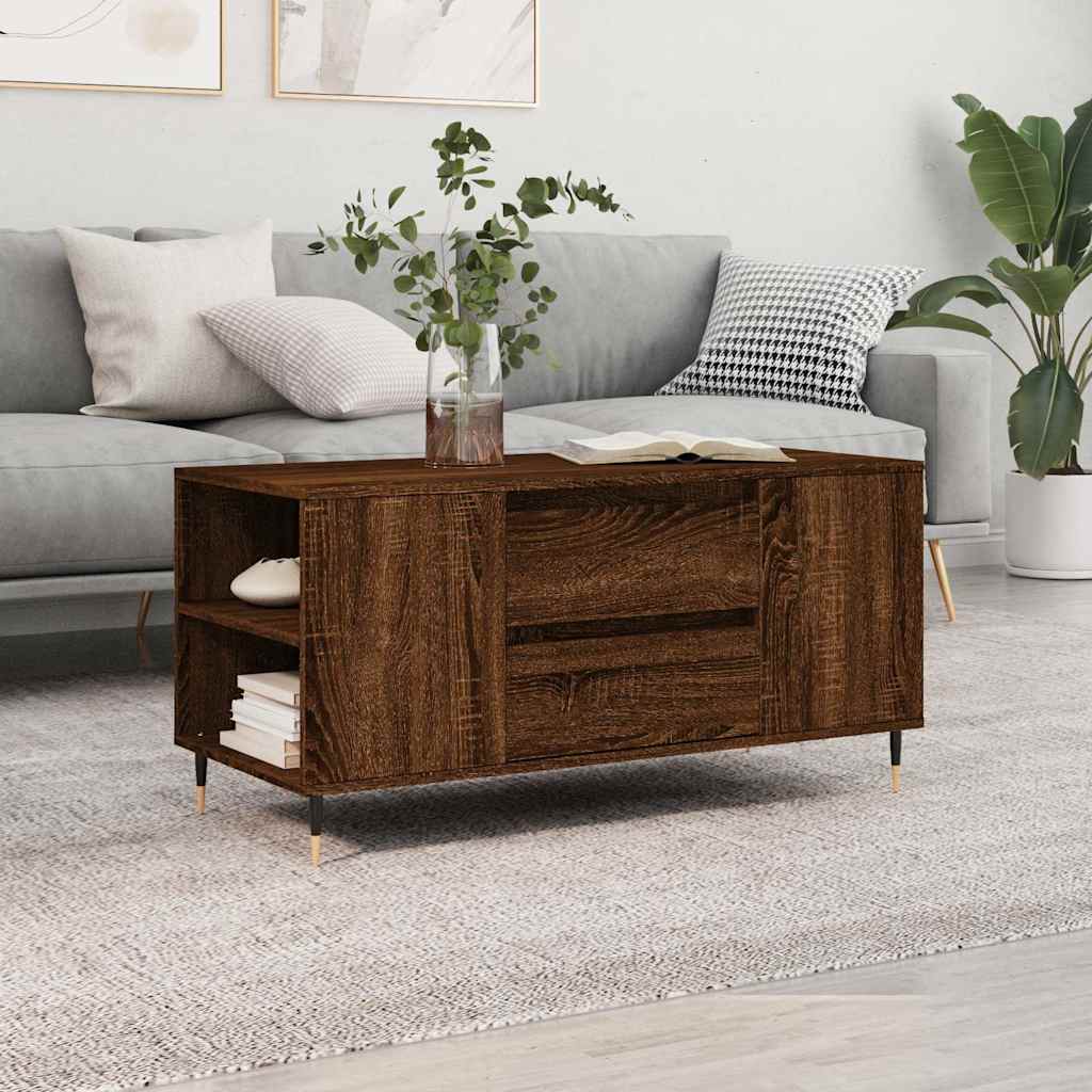 Coffee Table Brown Oak 102x44,5x50 cm Engineered Wood