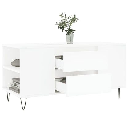 Coffee Table White 102x44,5x50 cm Engineered Wood