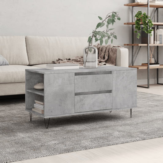 Coffee Table Concrete Grey 102x44,5x50 cm Engineered Wood