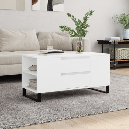 Coffee Table White 102x44,5x50 cm Engineered Wood