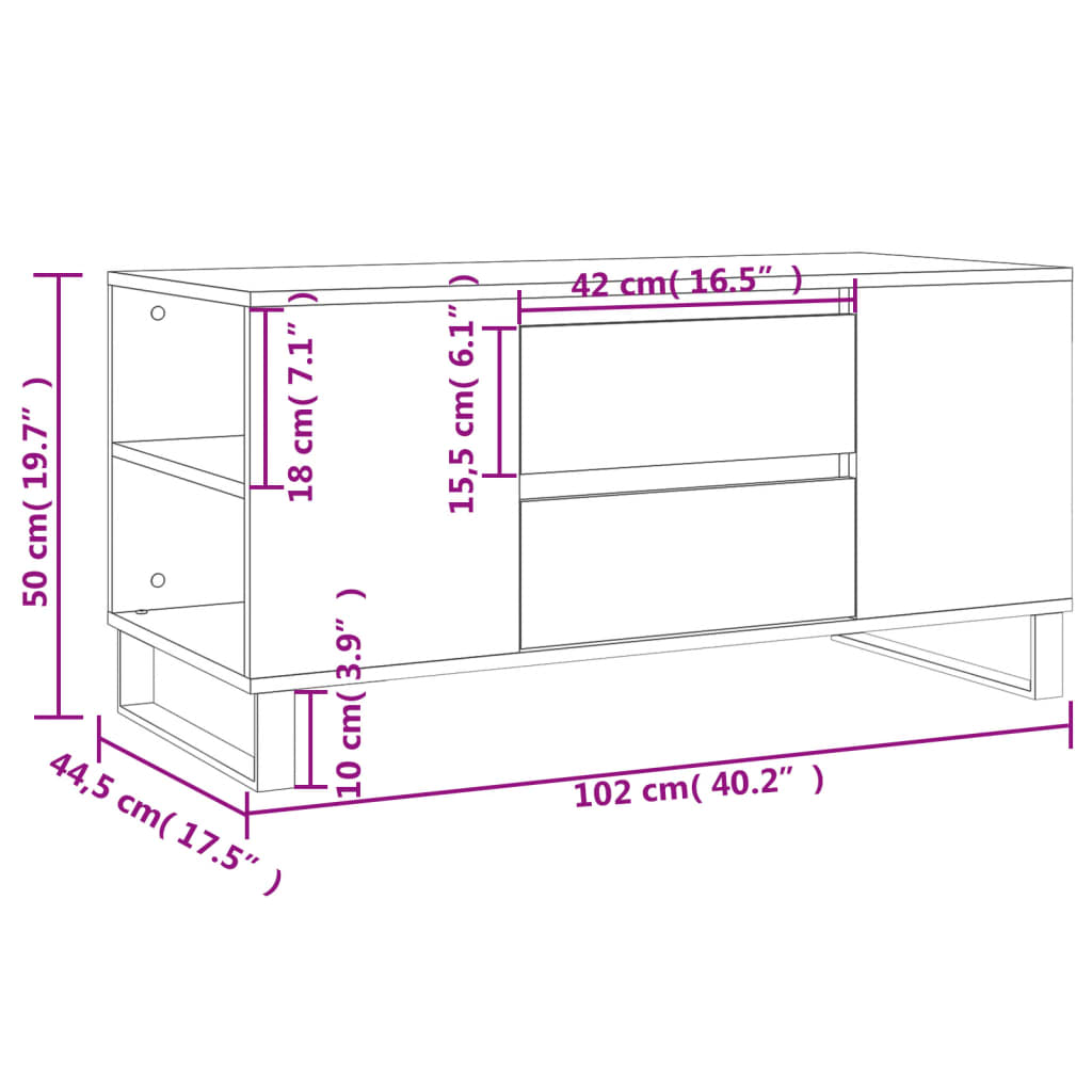 Coffee Table Concrete Grey 102x44.5x50 cm Engineered Wood