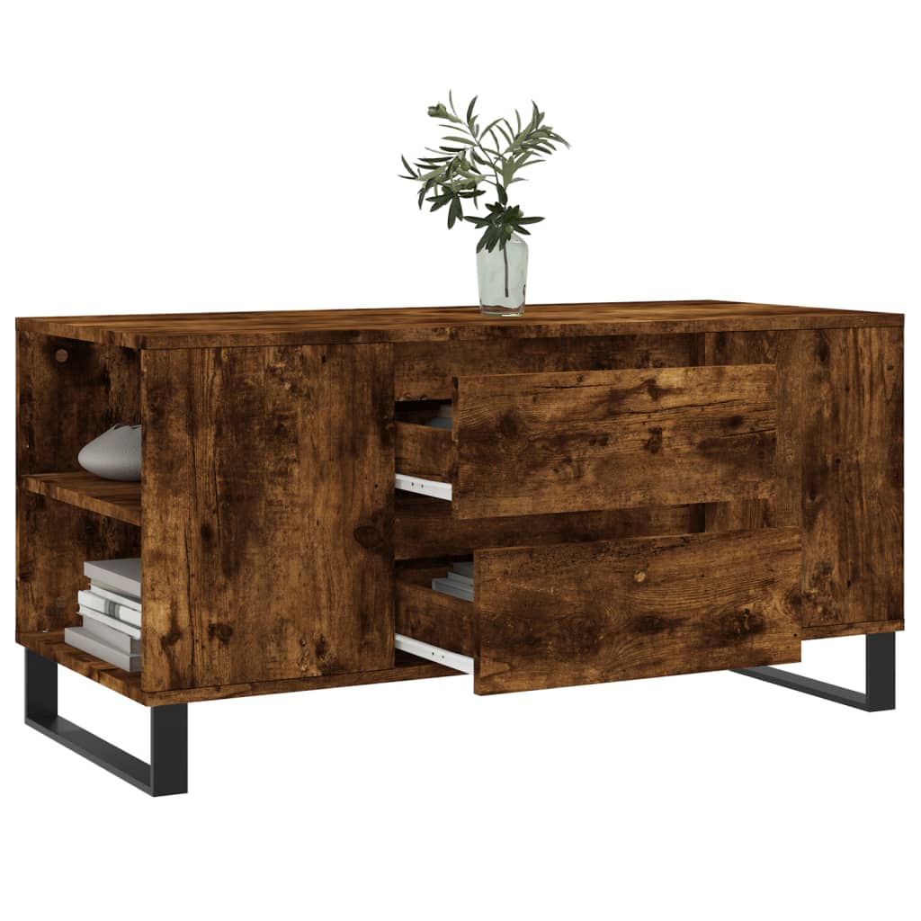 Coffee Table Smoked Oak 102x44.5x50 cm Engineered Wood