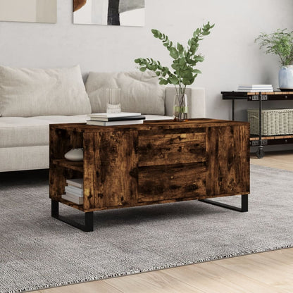 Coffee Table Smoked Oak 102x44.5x50 cm Engineered Wood