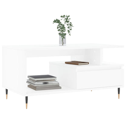 Coffee Table White 90x49x45 cm Engineered Wood