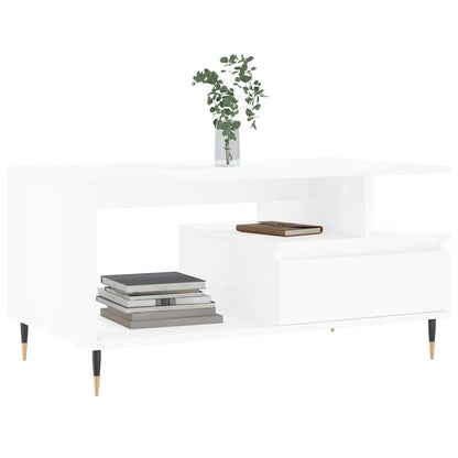 Coffee Table White 90x49x45 cm Engineered Wood