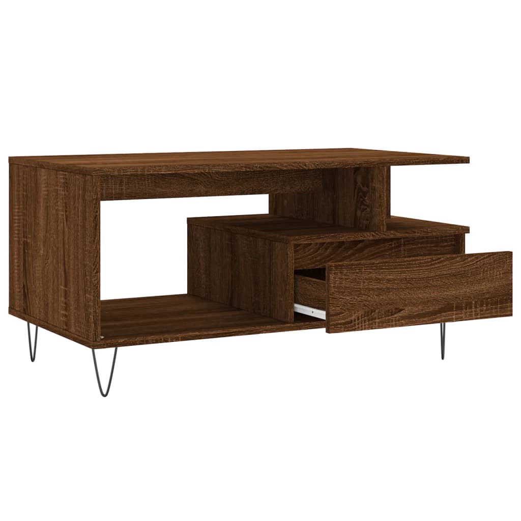 Coffee Table Brown Oak 90x49x45 cm Engineered Wood