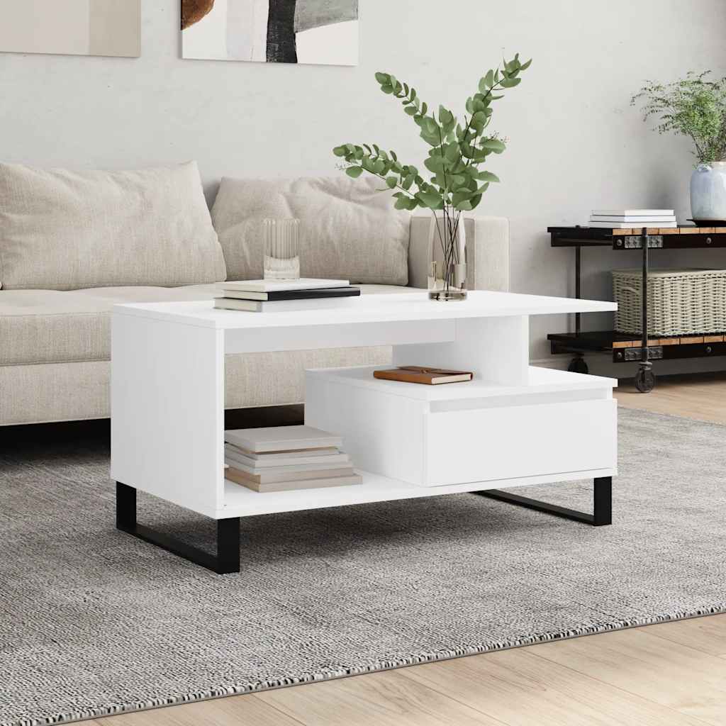 Coffee Table White 90x49x45 cm Engineered Wood