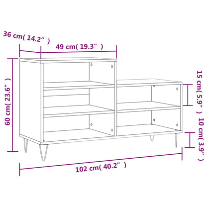 Shoe Cabinet Concrete Grey 102x36x60 cm Engineered Wood