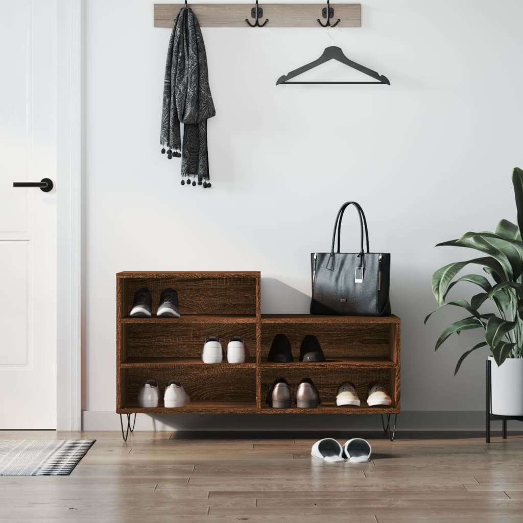 Shoe Cabinet Brown Oak 102x36x60 cm Engineered Wood