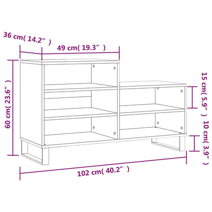 Shoe Cabinet Brown Oak 102x36x60 cm Engineered Wood